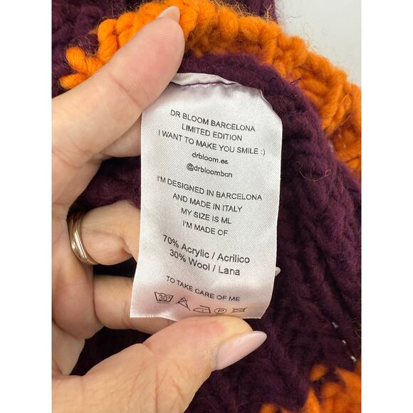 Dr. Bloom Barcelona Anthropologie Colorblock Chunky Knit Sweater Wool Blend M/L - Picture 6 of 8